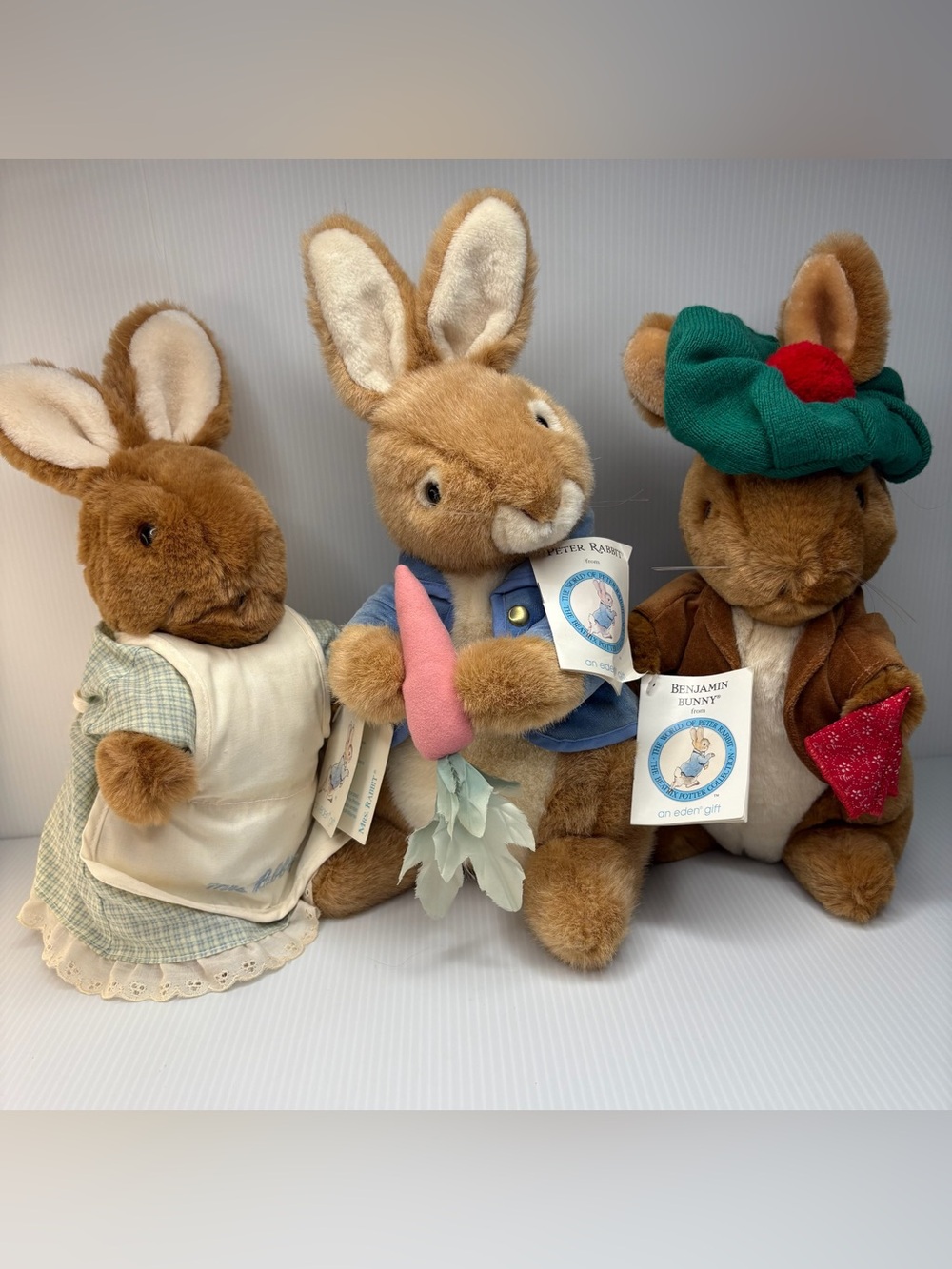 Vintage Eden Toy Beatrix Potter Peter Rabbit Mrs. Rabbit Benjamin Bunny Lot of 3
